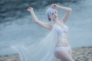 saya the fox cosplay girl in white lingerie 0002