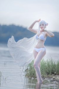 saya the fox cosplay girl in white lingerie 0007